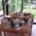 Breakfast served overlooking the river Bed and breakfast rooms